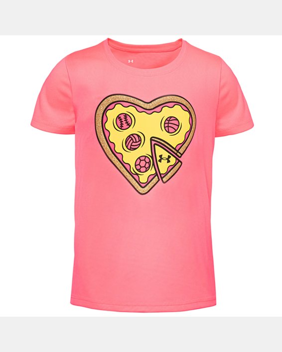Girls' Pre-School UA Pizza Heart Short Sleeve, Pink, pdpMainDesktop image number 0